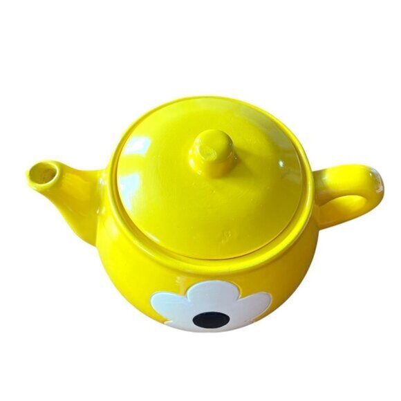 1960s Flower Power Yellow Daisy Flower Ceramic Tea Pot Decor Planter Bohemian - Picture 6 of 7